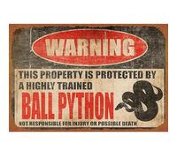 Ball Python Warning Iron Signs Fade Resistant Metal Sign Rust Free Metal Tin Sign For Office Bar Shed 20X30Cm