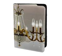 Ball Room Chandelier Printing Cowhide Passport Holder,Passport Cover,Travel Card Cover Case For Men Women,Documents Protector, Black, One Size