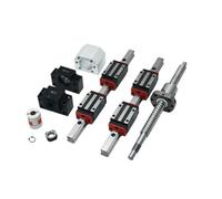 Ball Screw with nut Machine Parts 2pcs Linear Rails HGR15 With HGH15CA+1pcs Ball Screws SFU1605 Any Length+ Screw Support BK/BF12+Couplers(450mm)