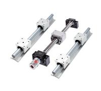 Ball Screw with nut Machine Parts 2pcs SBR12 Linear Guide+ 4pcs SBR12UU Slider +1pcs SFU1204 300-1000mm Ball Screw(550mm)