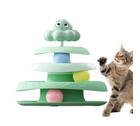 Ball Tower for Cats - 3 Levels Ball Tower - Non-Slip Exercise Scratching Post Mobile Thinking Game for Small Space Indoor Hunting Enrichment Fighting