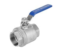 Ball Valve, 1-1/2" DN40 1000 WOG 304 Stainless Steel Two-Piece Full Port Female Thread Valve for Control Regulate of Medium Water, Oil,Non-Flammable Gas