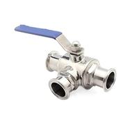 Ball Valve Ф25mm Stainless Steel Sanitary Ball Valve 3 Three Way OD 50.5mm Tri Clamp Ferrule Type for Transport Viscous Fluid Quick Connect(TType)