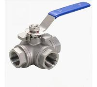 Ball Valve, 304 Stainless Steel 1/4 3/8 1/2 3/4 1" BSP Female Full Port T/L-Port 3 Way Ball Valve Connector Adapter for Water Oil Air Gas, 1PCS(T Type,3/8 Inch)