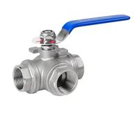 Ball Valve 304 Stainless Steel 3-Way Ball Valve T-Type/L-Type 1/4" 3/8" 1/2" 3/4" 1" 1-1/4" 1-1/2" 2" Threaded Three-Way Valve 1pcs(T Type,DN50)