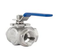 Ball Valve,304 Stainless Steel Three Way L Type Female Thread Compression Pipe Fitting with Handle for Industrial Use 304L-type DN15