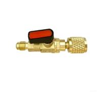 Ball Valve Adapter for Air Conditioning R12 R22 R134A R32 R454 Brass 1/4 SAE Male Female Threads Quarter Turn Precision Control Color Options HVAC(Red)