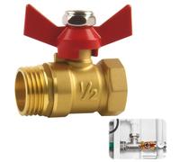 Ball Valve DN15 1/2 inch Thread Male and Female Brass Pipe Versatility Antirust Ball Valve 90 Degree Shut Off Switch Control Handle Pipe Fittings Connection for Natural Gas, Air, Water, Fuel