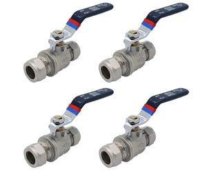 Ball Valve Full Bore Black Lever Compression, 15mm, 22mm and 28mm, Chrome Plated Brass (15mm, 4)