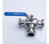 Ball Valve Stainless Steel SS304 3-Way Ball Valve Sanitary Grade External Thread T-Shaped Ball Valve for Home Brewing 1pcs(OD38 T Port)