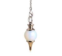 Ball White Opalite Stone Dowsing Chakra Pendulum for Divination Real Stone Reiki Pendant for Women Energy Healing