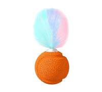 Ball with Feathers Cats Toy, with Sound Feature, 5x5x11cm, Cat Bouncy Exercise Ball, Feathers Interactive Cat Toy, Colorful Design, for Your Feline Friends Fun Activity