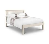 ballari wooden double size low foot bed in stone white