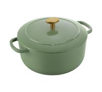BALLARINI Bellamonte Casserole Dish, Roasting Dish, Dutch Oven, Enamelled Cast Iron, Round, 20 cm, 2.5 L, Green