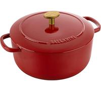 BALLARINI Bellamonte Casserole Dish, Roasting Dish, Dutch Oven, Enamelled Cast Iron, Round, 20 cm, 2.5 L, Red
