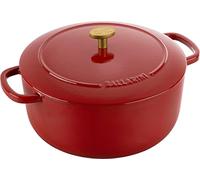BALLARINI Bellamonte Casserole Dish, Roasting Dish, Dutch Oven, Enamelled Cast Iron, Round, 24 cm, 4 L, Red