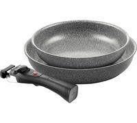 BALLARINI Torre Ceramic Coated Frying Pan Set, 24 + 28 cm, Suitable for Induction, Removable Handle, Aluminium