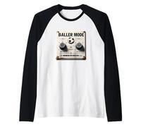 Baller Mode - White Eroded Sign Attack and Defend The Goal Raglan Baseball Tee