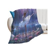 Ballerina Ballet Player Funny Throw Blanket Soft Cozy Flannel Blankets Lightweight for Home Couch Sofa Bed