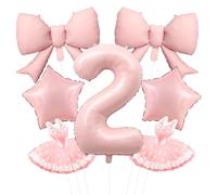 Ballerina Birthday Decorations,7PCS Pink Ballet Dancing Number 2 Foil Balloon Kits,2nd Ballet Dancing Girl Birthday Party Balloon (2nd)