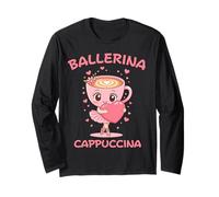 Ballerina Cappuccino Cute Italian Brainrot Meme Kids Girls Long Sleeve T-Shirt