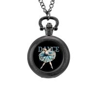 Ballerina Dance Pocket Watch Vintage Quartz Pocket Watches with Chain for Men Women Black-Style