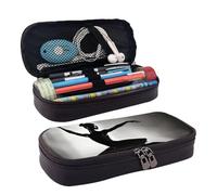 Ballerina Dance Print Leather Cosmetic Bag, Leather Flap Case, Spacious Coin Purse, Storage Bag, Black, One Size