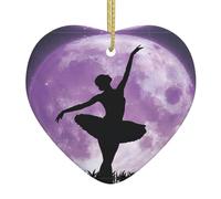 Ballerina Dance Printed decorative ornaments, ceramic heart-shaped ornaments, can be hung on Christmas trees and fireplaces