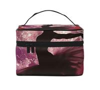 Ballerina Dance Printed Travel Makeup Bag Spacious Portable Cosmetic Organiser with Handle, Large Capacity Toiletry Bag, Gift for Women Girls