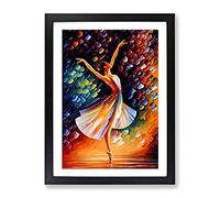 Ballerina Dancer Framed Wall Art Print A2 Black