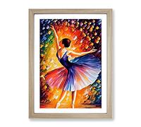 Ballerina Dancer Framed Wall Art Print A2 Oak