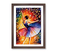 Ballerina Dancer Framed Wall Art Print A2 Walnut