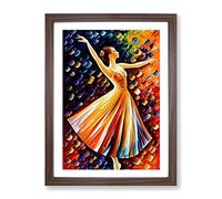 Ballerina Dancer No.3 Framed Print for Living Room Bedroom Home Office Décor, Wall Art Picture Ready to Hang, Walnut A2 Frame (64 x 46 cm)