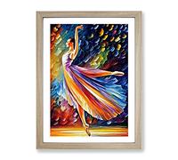 Ballerina Dancer No.5 Framed Print | A4 Oak Framed Wall Art | Ready to Hang | Modern Nature Picture | Living Room Bedroom Lounge Office