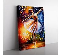 Ballerina Dancer No.7 Brown, Peach, Grey Canvas Wall Art Print Ready to Hang, Framed Picture for Living Room Bedroom Home Office Décor, 76x50 cm (30x20 Inch)