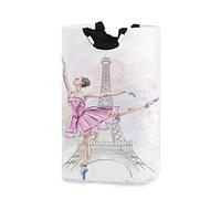 Ballerina Dancing On Eiffel Tower Laundry Hamper Basket Bucket Foldable Dirty Clothes Bag Washing Bin Toy Storage Organizer for College Dorms, Kids Bedroom,Bathroom