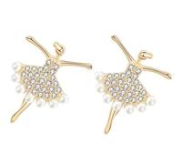 Ballerina Dancing Pearl Earrings for Women in Copper | Golden Finish, Chic Simple Style, One Pair, Dressing, Eye Catcher, Show off Charm
