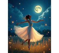 Ballerina Dancing with Fireflies Under Crescent Moon Jigsaw Puzzle Suitable for All Groups of People Creative Fun Jigsaw Traditional Puzzles Perfect for Family Nights Game_500pcs