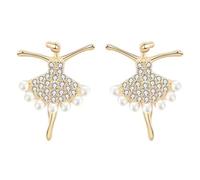 Ballerina Earrings for Women Copper Jewelry Golden | Chic Simple Style, Dancing Girl Design, One Pair, Eye Catching Accent for Dressing