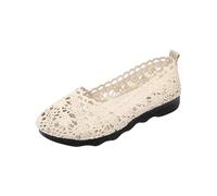 Ballerina Flat Shoes for Women Hollow Flat Bottomed Maternity Cloth Shoes Loafer Shoes (Beige, 4.5)