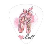 Ballerina Guitar Picks 12 Pack Universal ABS Guitar Picks,I Love Ballet Typography with Paint Illustration of Pair of Pointe Shoes,for Acoustic and Electric Guitar