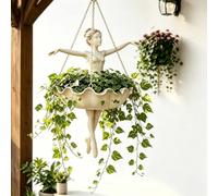 Ballerina Hanging Planter, Ballet Dancer Hanging Planter Spider Plant and Trailing Vines with Metal Chains, Ballerina Statue Flower Pot for Succulents for Indoor Outdoor Decor