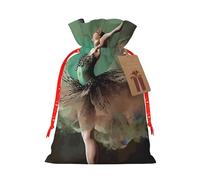 Ballerina Like Butterfly Christmas Gift Bags with Tags & Ribbon Ties, Xmas Drawstring Candy Treat Bag Christmas Gifts Sacks Reusable Gift Wrapping Bags for Holiday Party Favors Small