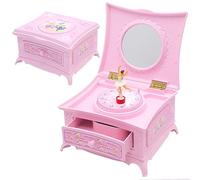 Ballerina Music Box With Mirror, Jewelry Storage Music Box Elegant Music Boxes with Mini Makeup Mirror Jewellery Box with Melody for Birthday Valentine's Day Gift