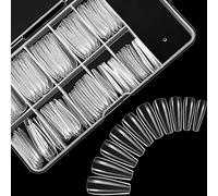 Ballerina Nails Long False Nails Coffin Fake Nails Full Cover Length 100 Pieces Artificial Fingernails Tip with Case for Nail Salons and DIY Nail Art, 10 Sizes (Clear)