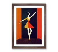 Ballerina On Stage Abstract Framed Print | A2 Walnut Framed Wall Art | Ready to Hang | Abstract Fantasy Picture | Living Room Bedroom Lounge Office