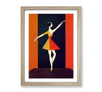 Ballerina On Stage Abstract Framed Print for Living Room Bedroom Home Office Décor, Wall Art Picture Ready to Hang, Oak A4 Frame (34 x 25 cm)