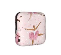 Ballerina Pink Sanitary Napkin Storage Bag Period Pouch, Discreet Sanitary Towel Holder Ballet Dancer Portable Feminine Pad Organiser for Women, Teen Girls, Travel & School