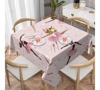 Ballerina Pink Square Tablecloth 145x145 cm Ballet Dancer Table Clothes Indoor Outdoor Washable Table Covers for Kitchen Wedding Restaurant Buffet Party Decor