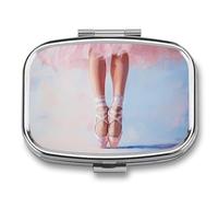 Ballerina Shoes Legs Pink Aesthetic Pill Box 2 Compartment Portable Medicine Pill Case Travel Pill Organizer for Pocket Purse